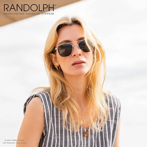 Vista 4 de Randolph USA - Lentes de sol de aviador para hombre o mujer cromo mate clásicos polarizados y no polarizados con protección UV
