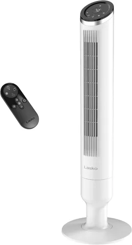 Vista 15 de Lasko RST200 - Ventiladores de torre Apex oscilantes silenciosos de 42" - flujo de aire de 29 pies/s, 28 dB, oscilación de 90°, temporizador de 12H