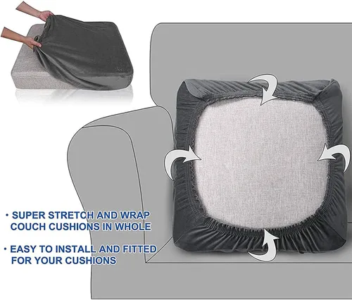 Vista 6 de Funda de cojín de terciopelo para sofá en forma de L de 1, 2 y 3 plazas, funda de cojín para sofá individual con parte inferior elástica