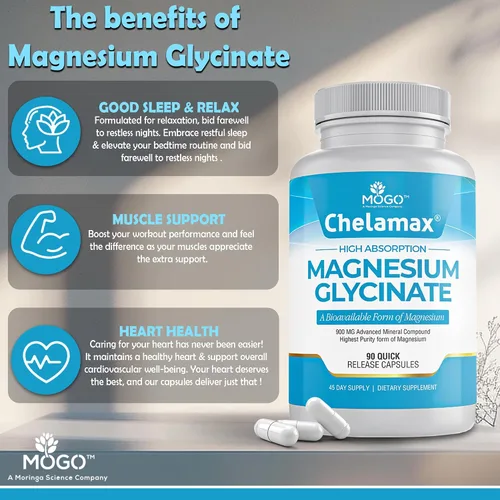 Vista 4 de Chelamax Glicinato de magnesio. Procedente del mar Muerto, 100% magnesio quelatado para apoyar el sueño, calambres musculares, salud ósea. Fabricado