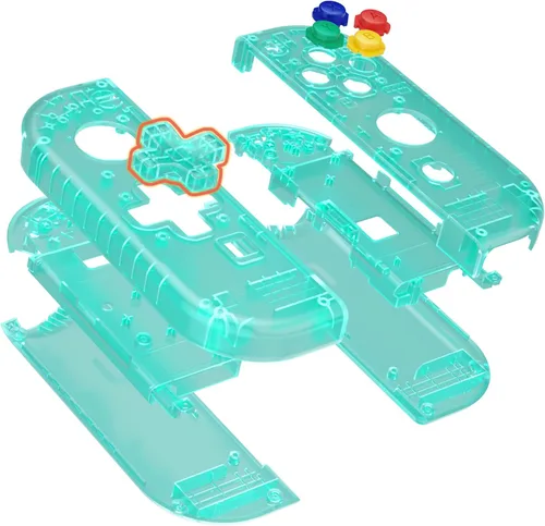 Vista 3 de eXtremeRate Carcasa de mando de mano Joycon verde esmeralda versión D-Pad con botones coloridos funda de repuesto para Nintendo Switch y Switch OLED