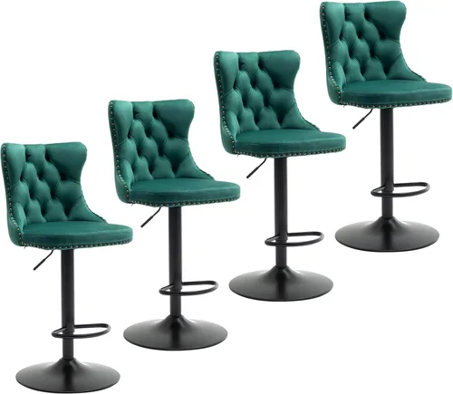 Vista 35 de Aoowow Juego de 2 taburetes de bar giratorios ajustables con parte trasera de terciopelo copetudo, sillas de bar modernas tapizadas con cabeza