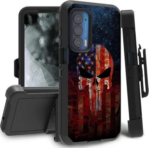 Vista 63 de Funda para Motorola Edge 2021 / Moto Edge 5G UW, protección resistente de 3 capas híbridas a prueba de golpes con funda de clip para cinturón
