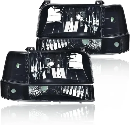 Vista 17 de Faros LED DRL, faro lente transparente carcasa negra reflector ámbar