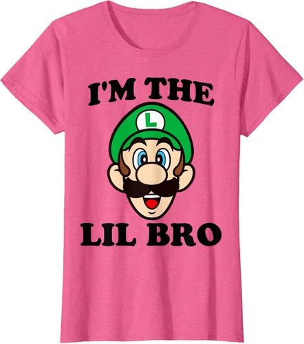 Vista 14 de Super Mario Camiseta de retrato Luigi I'm The Lil Bro, Blanco