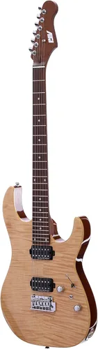 Vista 7 de IYV - Cuerpo sólido IS-400-HH con arce llama, configuración de pastilla H-H, natural