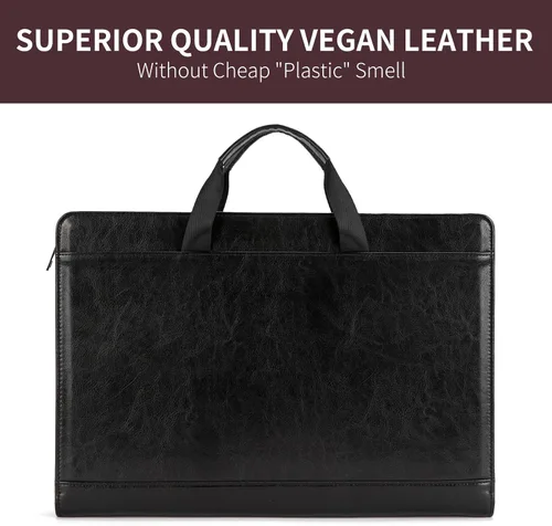 Vista 7 de Portafolio de cuero vegano para tamaño legal (8.5 x 14 pulgadas), portafolio portapapeles con asa, soporte para laptop de 15 pulgadas, organizador
