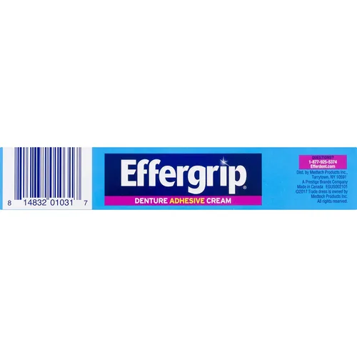 Vista 3 de Effergrip Crema adhesiva extra fuerte para dentaduras, sin zinc, 2.5 oz