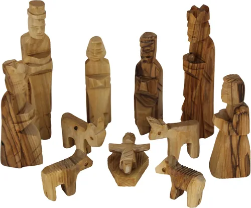 Vista 5 de Holy Land Market Juego de pesebre infantil de madera de olivo, 12 piezas, 3