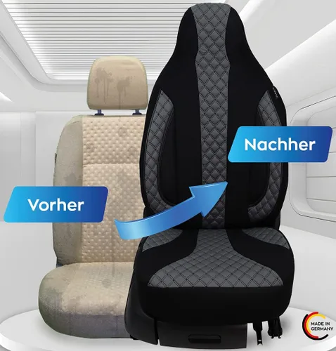 Vista 3 de Bremer Sitzbezüge Fundas protectoras para conductor, hechas a medida, fundas de asiento compatibles con Ducato, Weinsberg, Adria, Dethleffs