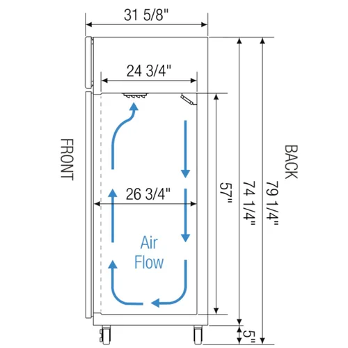 Vista 7 de ESR1 29-1/4' Reach-in Refrigerador comercial con puerta sólida, una sección, 23-Cubic pies, de acero inoxidable, NSF
