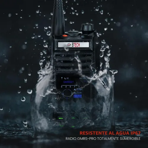 Vista 5 de BTECH GMRS-PRO - Radio GMRS de largo alcance de 5 W - IP67 impermeable, Bluetooth VOX, GPS, mensajes de texto, NOAA, brújula, escáner de doble