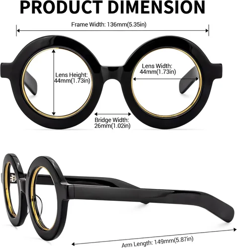 Vista 5 de Zeelool Gafas retro gruesas redondas con bloqueo de luz azul para mujeres y hombres Calhoun ZOA01776