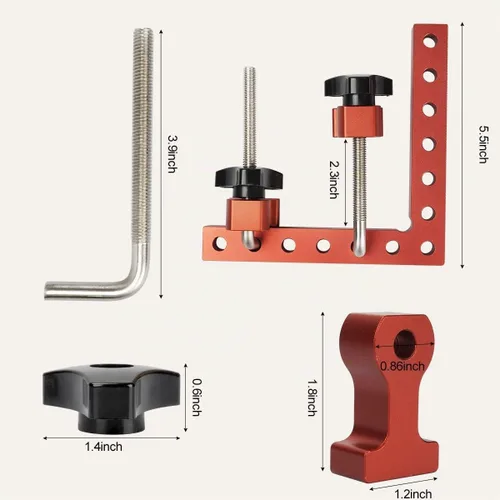 Vista 6 de Abrazadera de 90 grados, abrazadera de gabinete, herramienta cuadrada de ángulo recto de aleación de aluminio de 5.5 x 5.5 pulgadas, abrazaderas