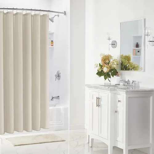 Vista 5 de Gibelle Cortina de ducha pequeña de 36 x 72 pulgadas, forro de cortina de ducha beige, forro de ducha de tela impermeable lavable para baño, lavable