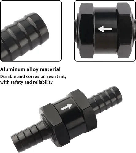 Vista 5 de Válvula de retención de combustible de 3/8 pulgadas, grabada con dirección de flujo, válvula unidireccional de aleación de aluminio para aire