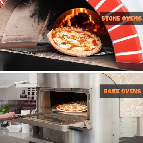 Vista 5 de Pala giratoria de pizza de aluminio perforado de 8 pulgadas con mango de madera, espátula de pizza de longitud ajustable 2 en 1, 48 pulgadas