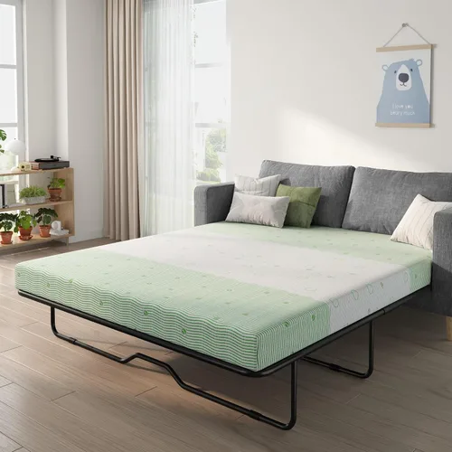 Vista 15 de Colchón para sofá cama de 4 pulgadas, repuesto de espuma viscoelástica de gel con funda de patrón geométrico transpirable lavable, soporte