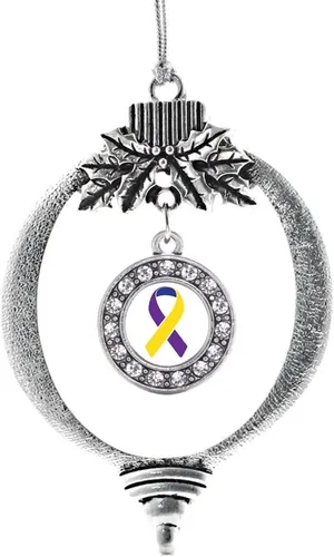 Vista 45 de Inspired Silver - Adorno con dije de cara de carlino - Adornos navideños de círculo de plata con joyas de circonita cúbica