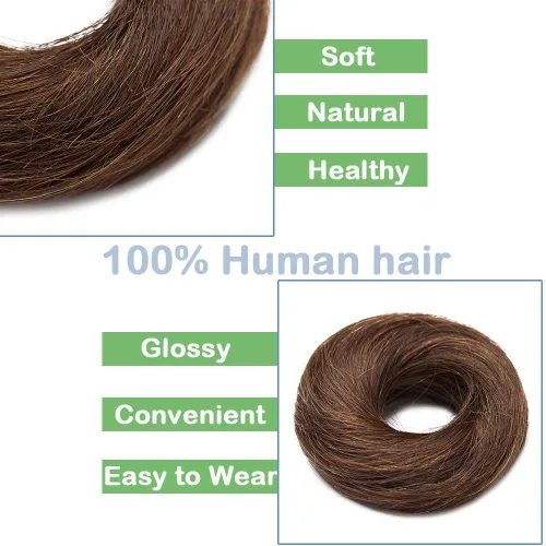 Vista 6 de Extensiones de cabello ondulado con moño desordenado, pieza de moño, peluca con cinta elástica para coleta de caballo (#1B negro natural)