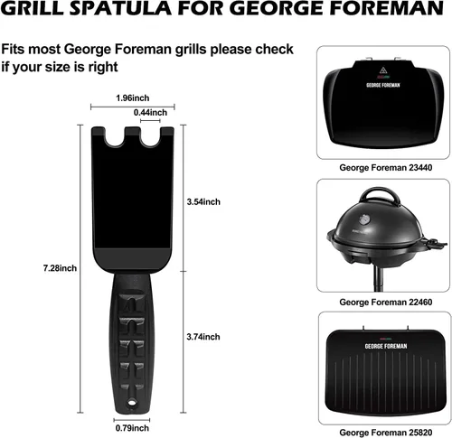 Vista 2 de XYK Espátula raspadora para parrillas George Foreman de interior y otras parrillas interiores con ranuras, herramienta limpiadora resistente al