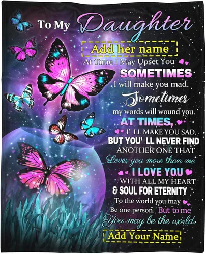 Vista 19 de Manta personalizada para mi hija de mamá y papá 40x50 pulgadas, manta ligera de franela, regalo con nombre personalizado, manta súper suave y cómoda
