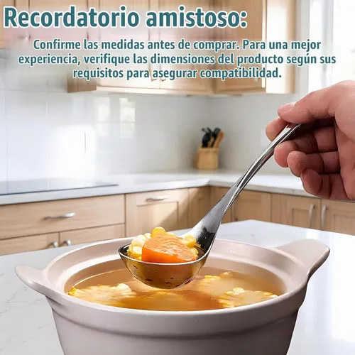 Vista 3 de Cuchara pequeña para salsa, cucharón de acero inoxidable 304 de 8 pulgadas con mango hueco, paquete de 1