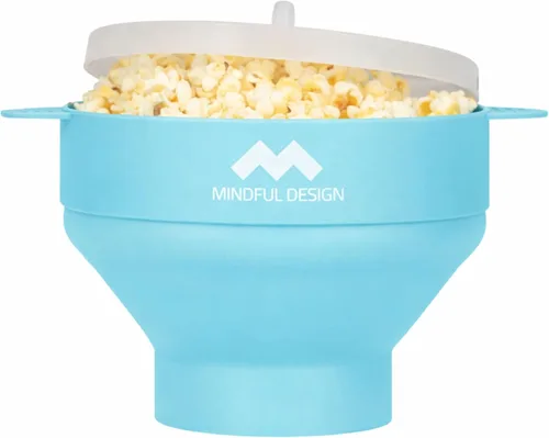 Vista 12 de El original Mindful Design - Palomitero plegable para microondas, recipiente de silicona, sin BPA y apto para lavavajillas (Negro)