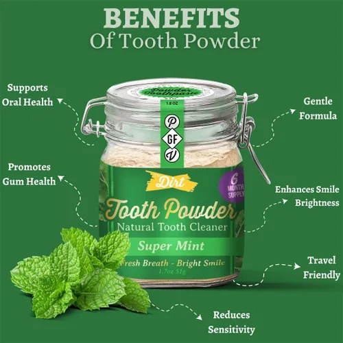 Vista 5 de The Dirt - Polvo de dientes remineralizante, polvo blanqueador de dientes natural sin flúor con hidroxiapatita, sin flúor ni gluten, vegano orgánico