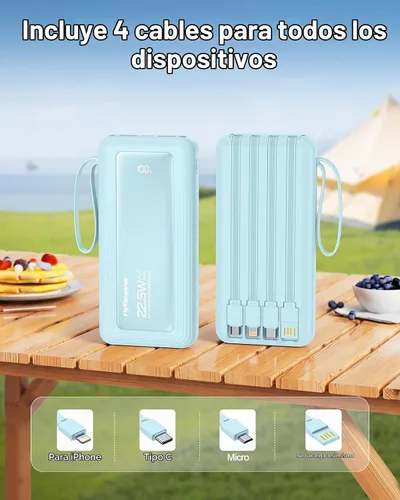 Vista 3 de Cargador portátil 10000mAh 22.5W Power Bank Azul cielo