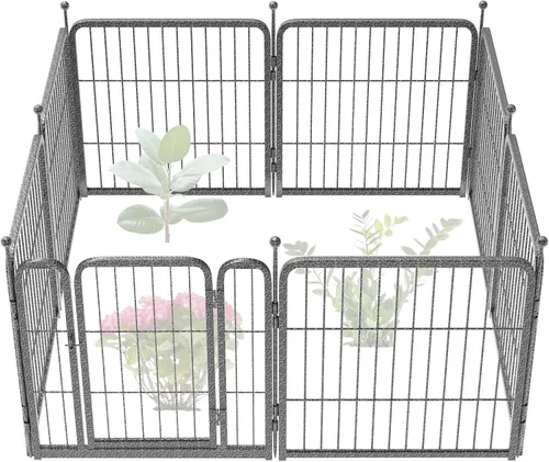 Vista 24 de FXW Valla de jardín al aire libre para el patio, 17 pulgadas de alto x 29.3 pies de largo, barrera de metal resistente para animales, para perros