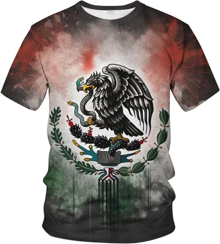Vista 2 de Camiseta colorida de la bandera mexicana mágica de México Eagle Cactus Camisetas