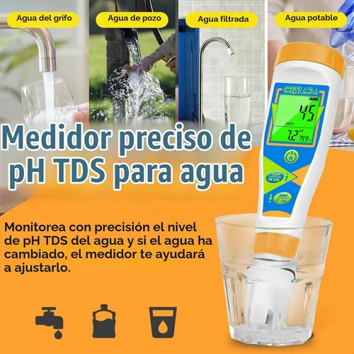 Vista 4 de Probador digital de pH para agua pH EC PPM medidor para nutrientes hidropónicos con solución de calibración 1413μs/cm pH conductividad TDS Medidor