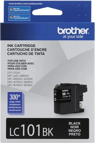 Vista 9 de Brother - Cartucho original de tinta negra de rendimiento estándar, LC101BK, tinta negra de repuesto, rendimiento de hasta 300 páginas, LC101