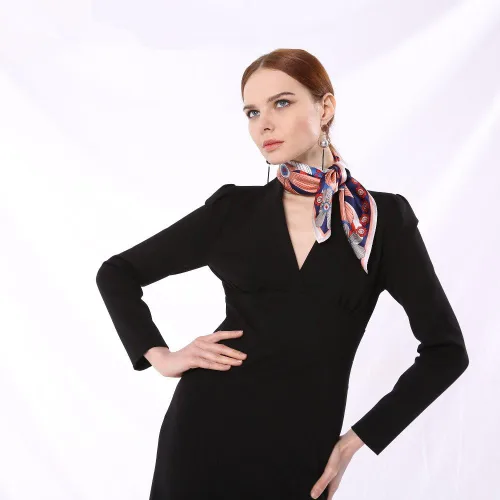 Vista 4 de QBSM Bufanda formal de seda satinada de 23.6 pulgadas para mujer, pañuelo para el cabello