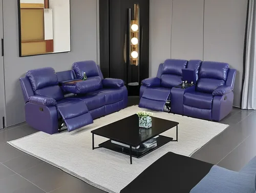 Vista 9 de Juego de sala de Estar reclinable de 3 piezas, juego de sofá reclinable Manual para conjunto de muebles de sala de Estar, con consola de Rojo
