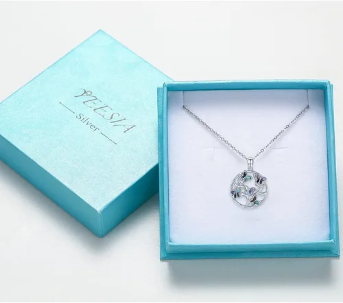 Vista 7 de YEESIA Lucky 4 Leaf CloverLotus TurquoiseRoseTree of Life Necklace for Women Girls 925 Sterling Silver Pendant HeartButterfly Necklaces Birthday