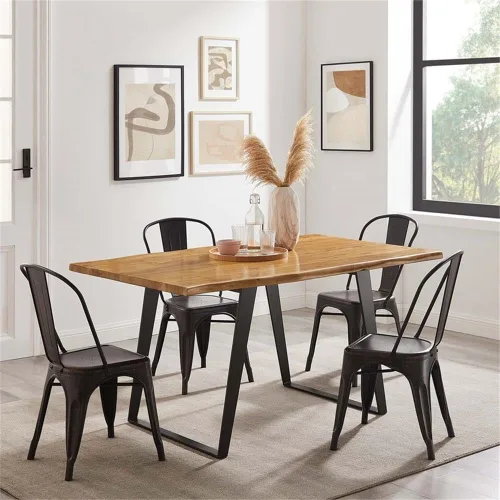 Vista 2 de Modway EEI-6067-BLK-NAT Viggo - Mesa de comedor de madera de acacia, madera de acacia, 60 pulgadas, color negro natural