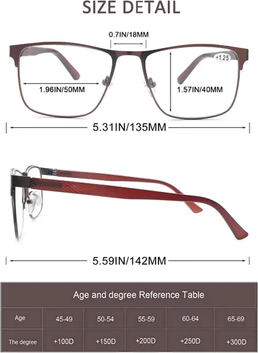 Vista 3 de HEEYYOK Gafas de lectura para hombre, 3.00, paquete de 3 lentes de lectura con bloqueo de luz azul, para lectura de metal, antifatiga ocular/migraña