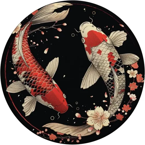 Vista 3 de Peces japoneses Koi Fish Japón Carpa Yin Yang Nishikigoi Fish PopSockets Adhesivo PopGrip