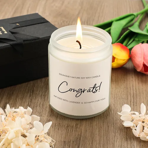 Vista 4 de SOUHONEY Regalos de Felicitación para Mujeres - Regalos de Promoción para Mujeres en el Trabajo - Vela de Regalo para Nuevo Trabajo - Regalo