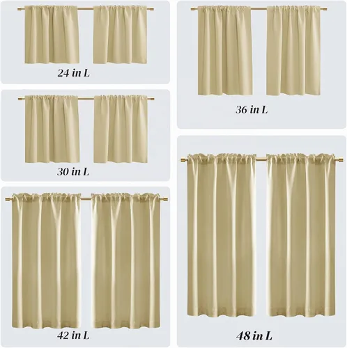Vista 3 de PANELSBURG - Cortinas de cocina para ventanas, cortinas cortas térmicas aisladas de invierno para puerta con ventana, 24 pulgadas de largo, beige
