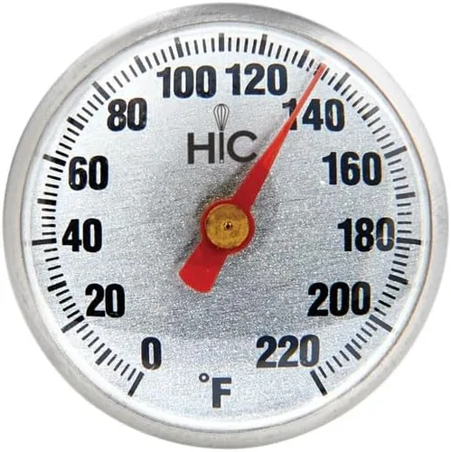 Vista 2 de HIC Kitchen Termómetro de carne de lectura instantánea para asar, acero inoxidable, cara inastillable, cubierta protectora con tabla de temperatura