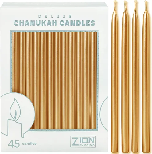 Vista 9 de Juego de 45 velas metálicas de Hanukkah metálicas de alta calidad, sin goteo, juego de 45 velas decorativas de Janucá para menorás estándar, Dreidel