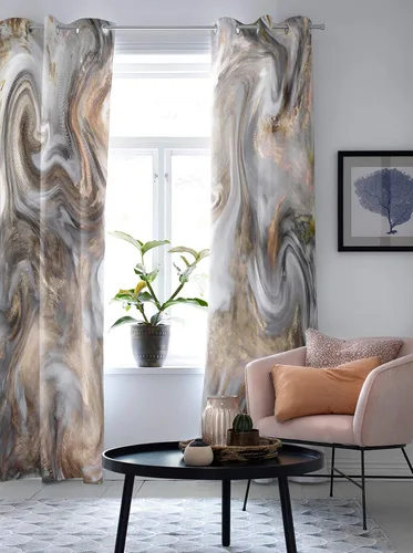 Vista 5 de T&H Home - Juego de cortinas de mármol con diseño abstracto de mármol, 2 paneles para puerta corrediza de cristal, dormitorio, sala de estar, 80