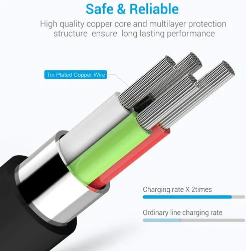 Vista 4 de Cable Lightning certificado – Cargador Nikolable para iPhone, paquete de 3 unidades de 6 pies de iluminación a USB A, cable de carga compatible