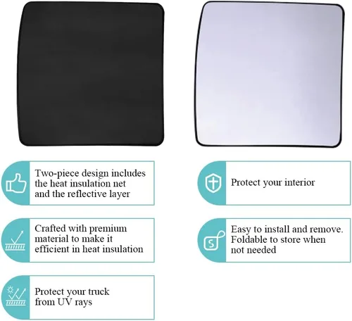 Vista 2 de BestEvMod Parasol plegable para techo Rivian R1T de 2 capas, cubiertas reflectantes para techo corredizo bloquea el deslumbramiento, rayos UV