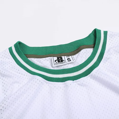 Vista 3 de DEHANER - Camiseta de baloncesto en blanco para hombre, de malla, entrenamiento, entrenamiento, deportes, uniformes de equipo, trajes para fanáticos