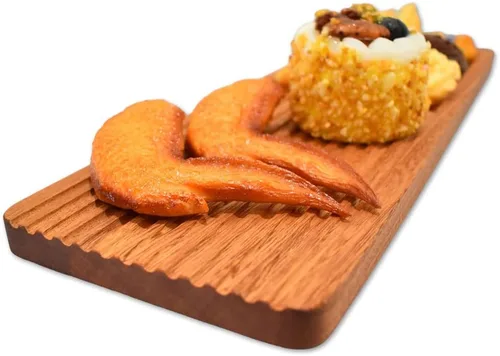 Vista 4 de Linwnil Bandeja rectangular de madera para servir de 14.2 x 4.7 pulgadas, diseño ondulado, para decoración del hogar y entretenimiento, perfecta