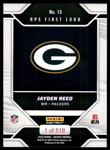 Vista 2 de Football NFL 2023 Panini Instant RPS First Look #15 Jayden Reed Packers